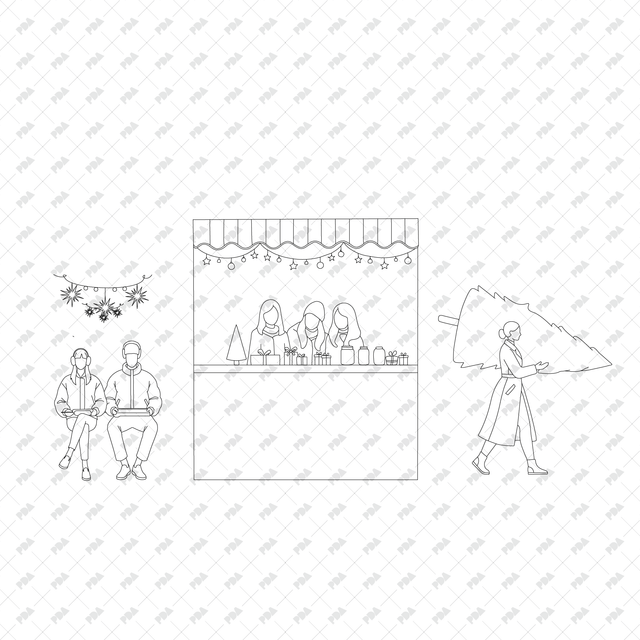 CAD, Vector, and PNG People in Winter and Christmas Activities, Front and Side Views - Post Digital Architecture — Free and Affordable Resources for Architects
