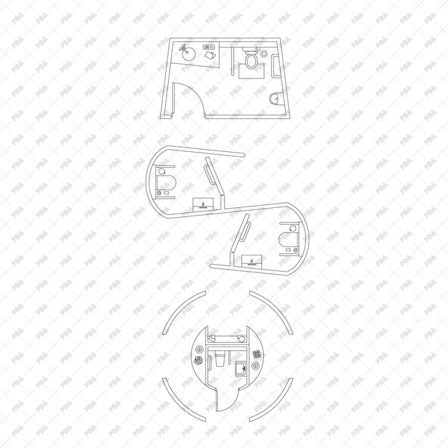 CAD, Vector, PNG Public Toilet Layouts in Top View - Post Digital Architecture — Free and Affordable Resources for Architects