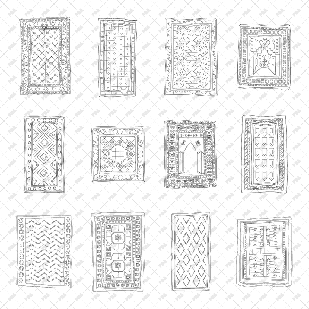 CAD, Vector, PNG Carpets and Rugs in Color and B/W