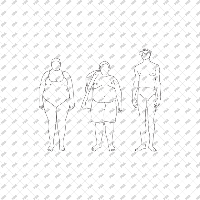 CAD, Vector Swimming and Bathing People Set