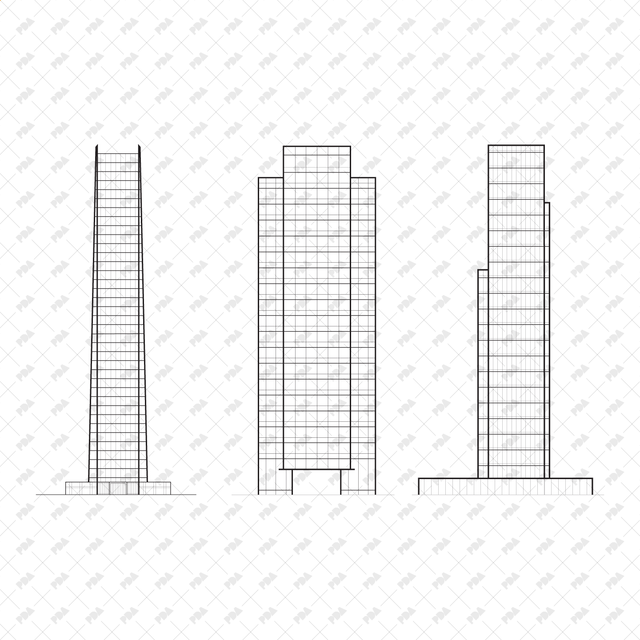 CAD, Vector Skyscrapers Set - Post Digital Architecture — Free and Affordable Resources for Architects