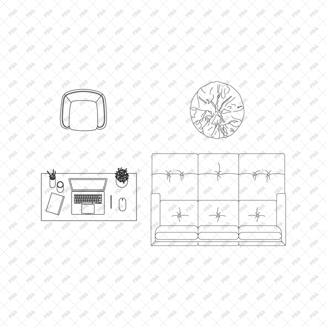 CAD, Vector, PNG Furniture in Top View - Post Digital Architecture — Free and Affordable Resources for Architects