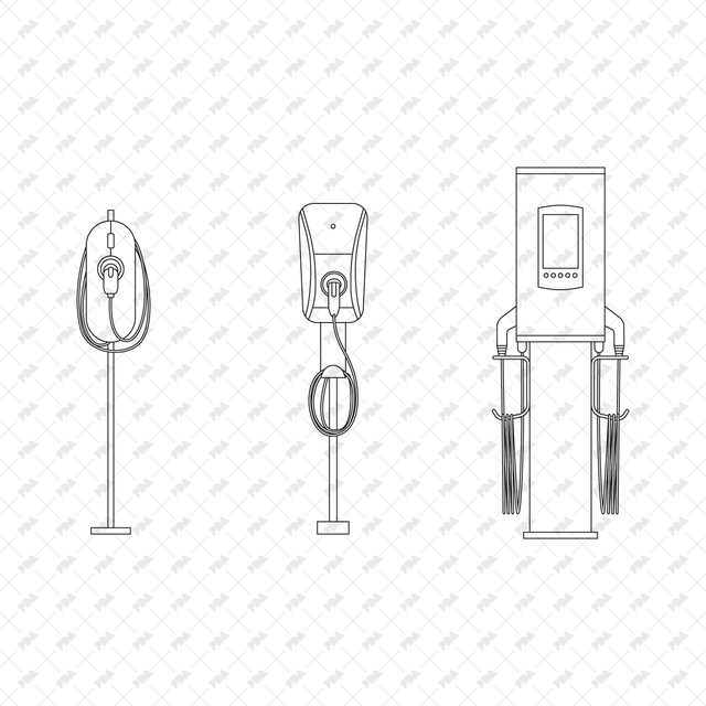 CAD, Vector Electric Vehicle Charging Stations