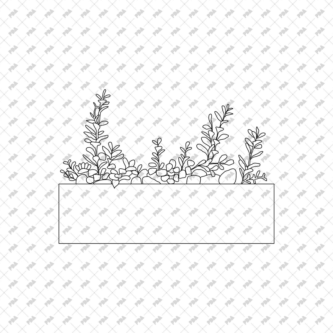 Planter Vector Line CAD, Vector Street Urban Plants in Planters