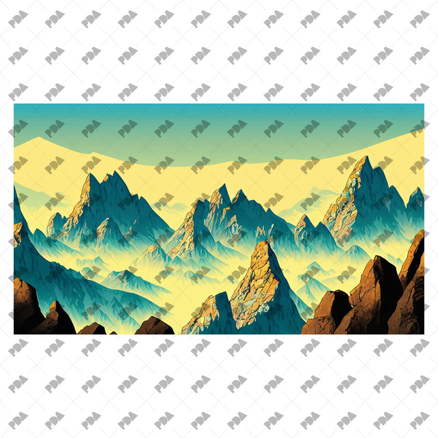 Mountain Backgrounds in Japanese Illustration Style
