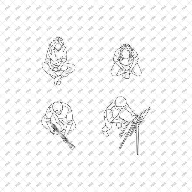 CAD, Vector, PNG People at Home in Top View