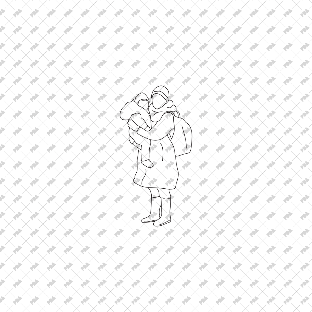 CAD,矢量父母抱着孩子集