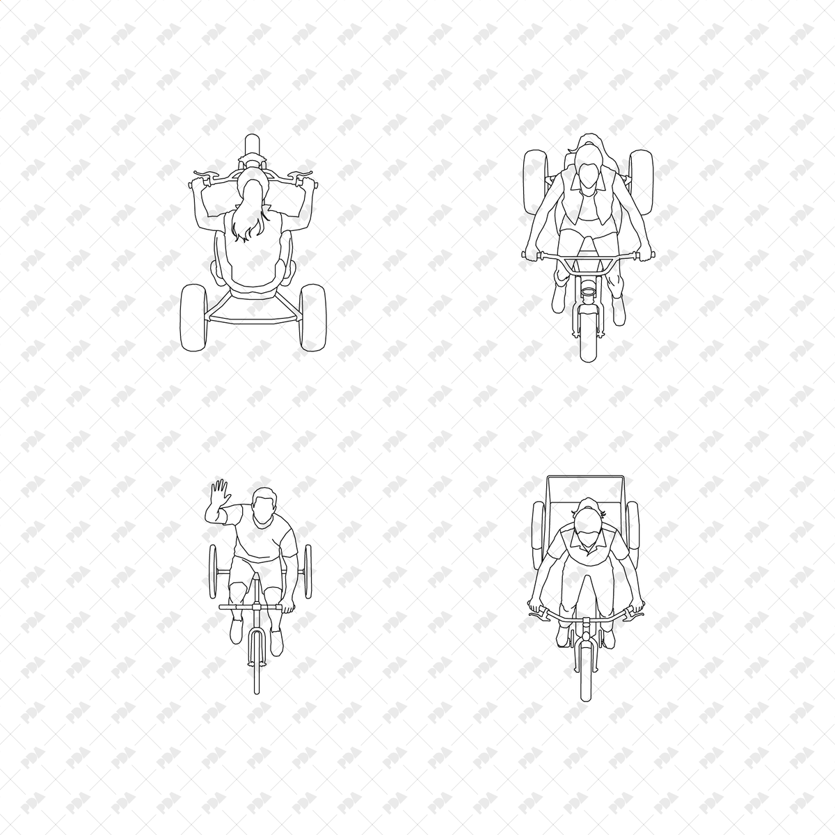 CAD, Vector, PNG Vehicles and Riders in Top View
