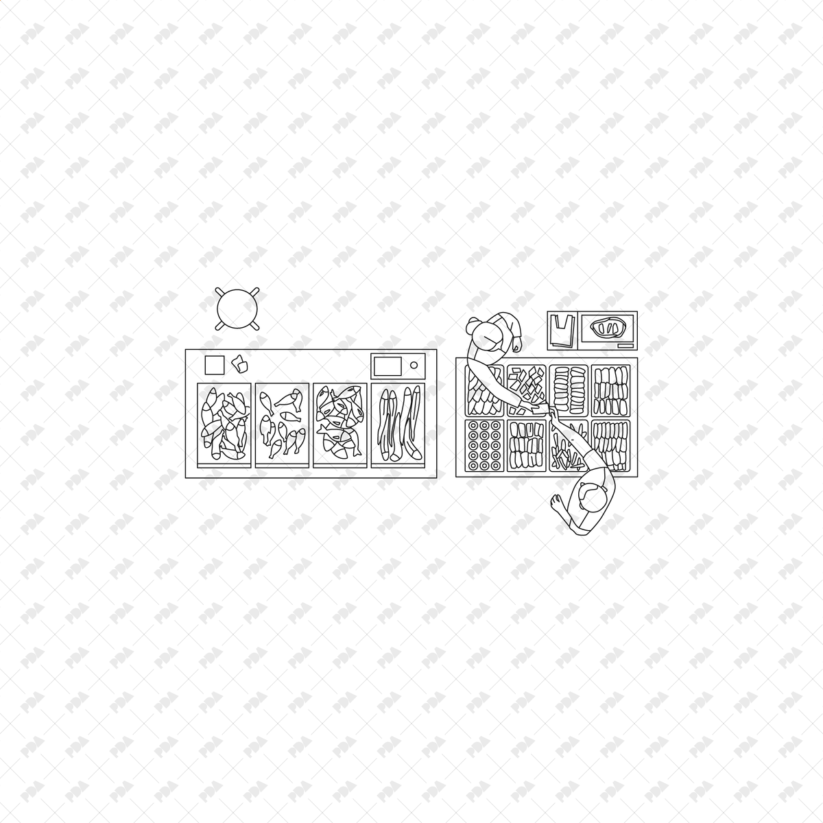 CAD, Vector All You Need for Coffee Shop Design (Side View)