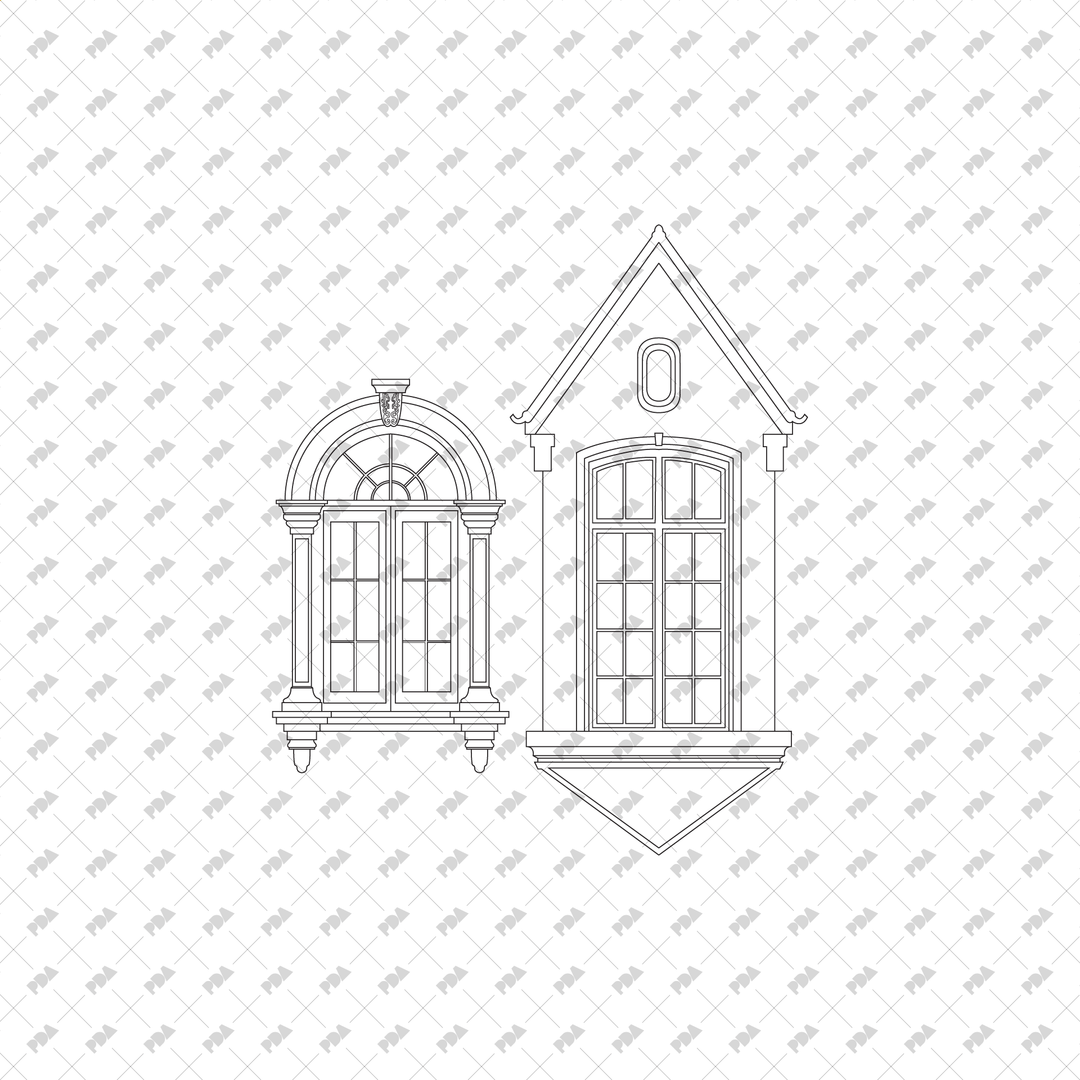 CAD Vector Windows Set for Architectural Drawings