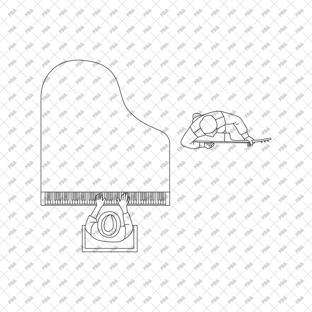 CAD, Vector Artists, Performers and Musicians in Top View
