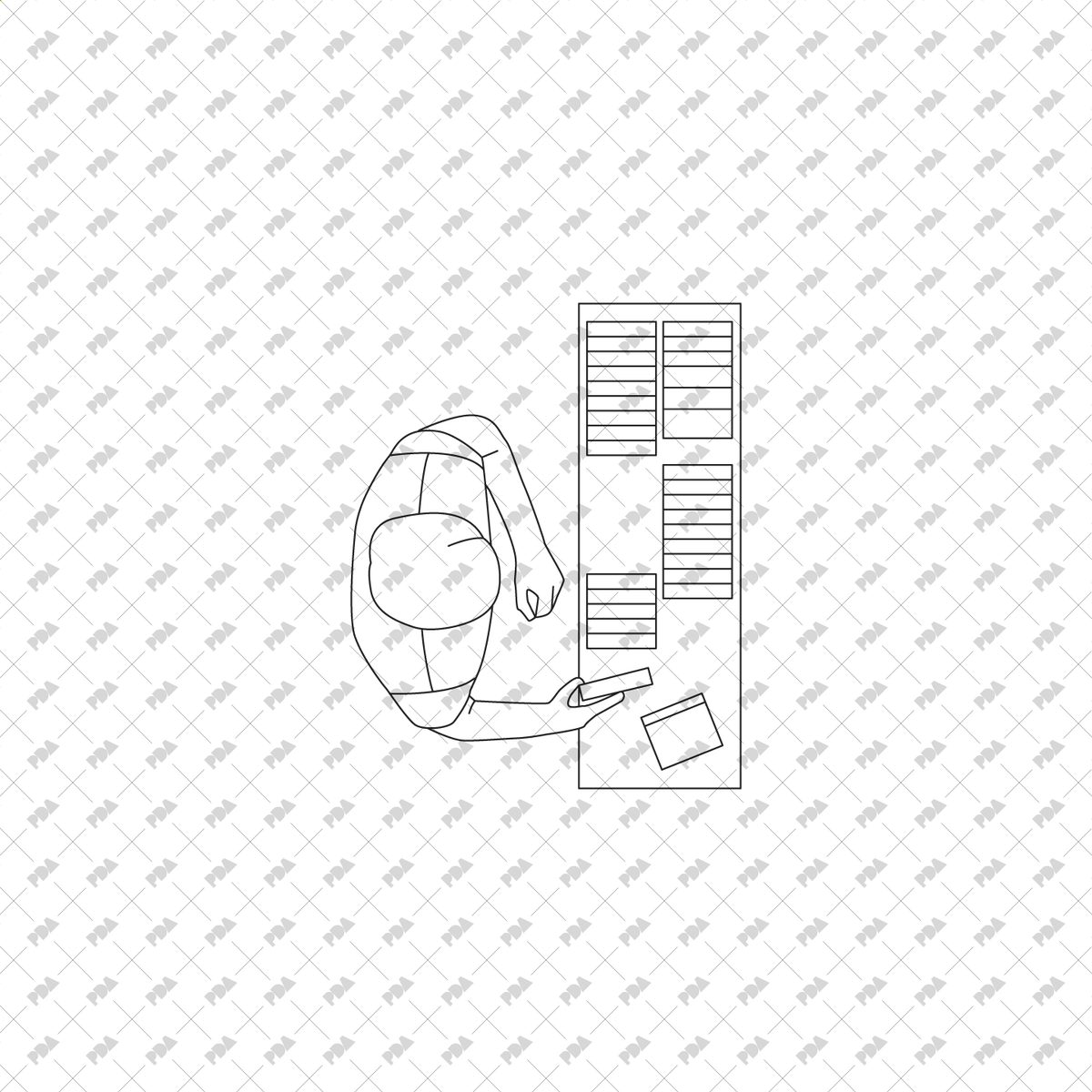 CAD, Vector Library Staff in Top View
