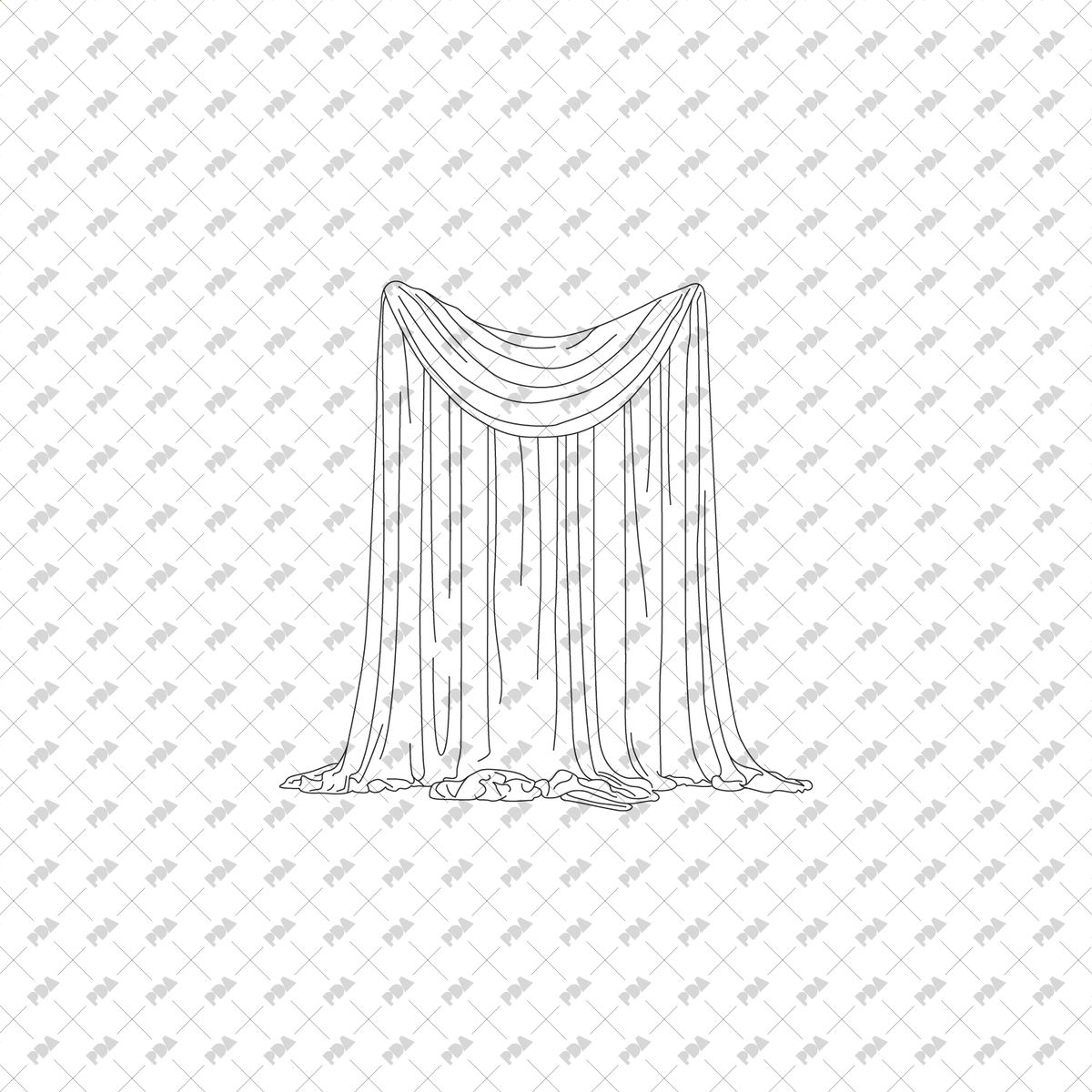 CAD & Vector Curtains: Front-View Line-Art Illustrations