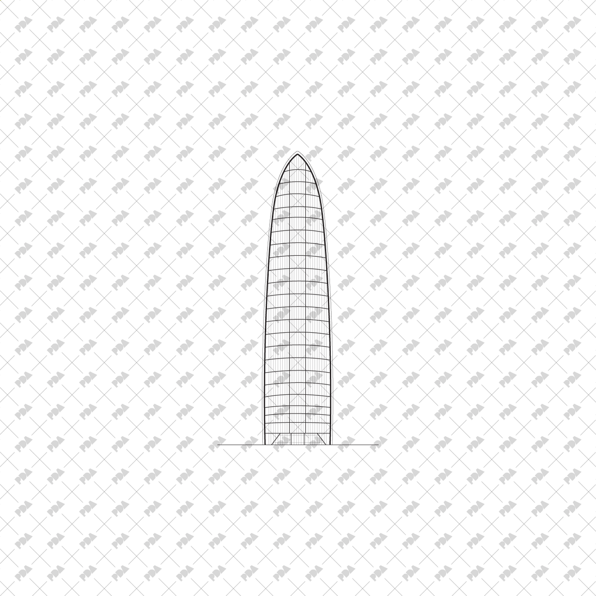 CAD & Vector Skyscrapers: Front & Side View Illustrations