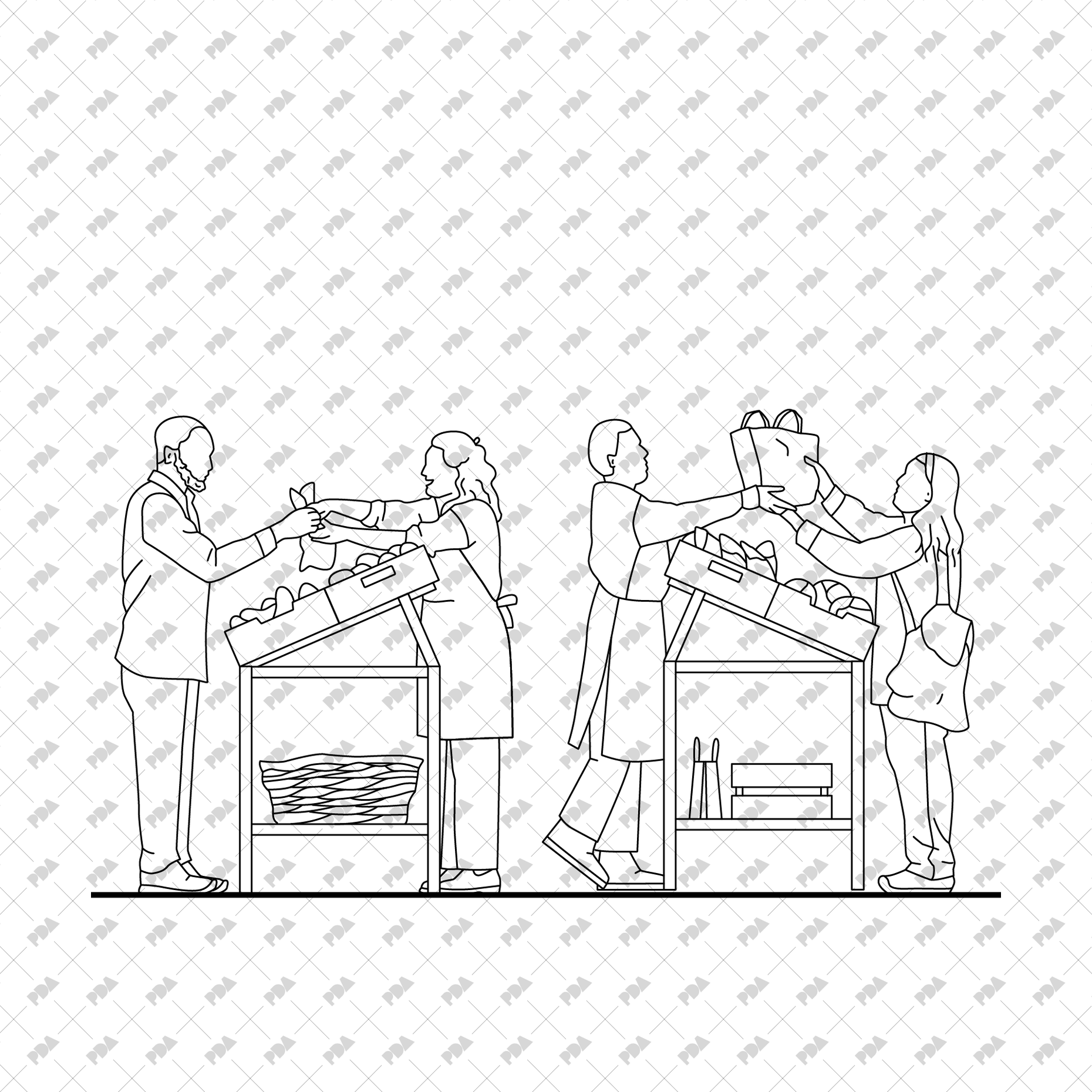 CAD, Vector All You Need for a Farmers' Market Design (Front, side