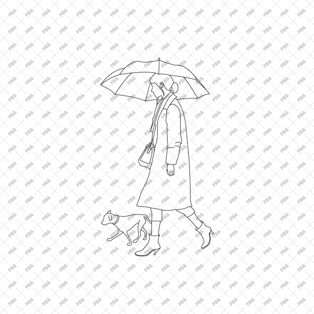 CAD, Vector People With Umbrellas Set