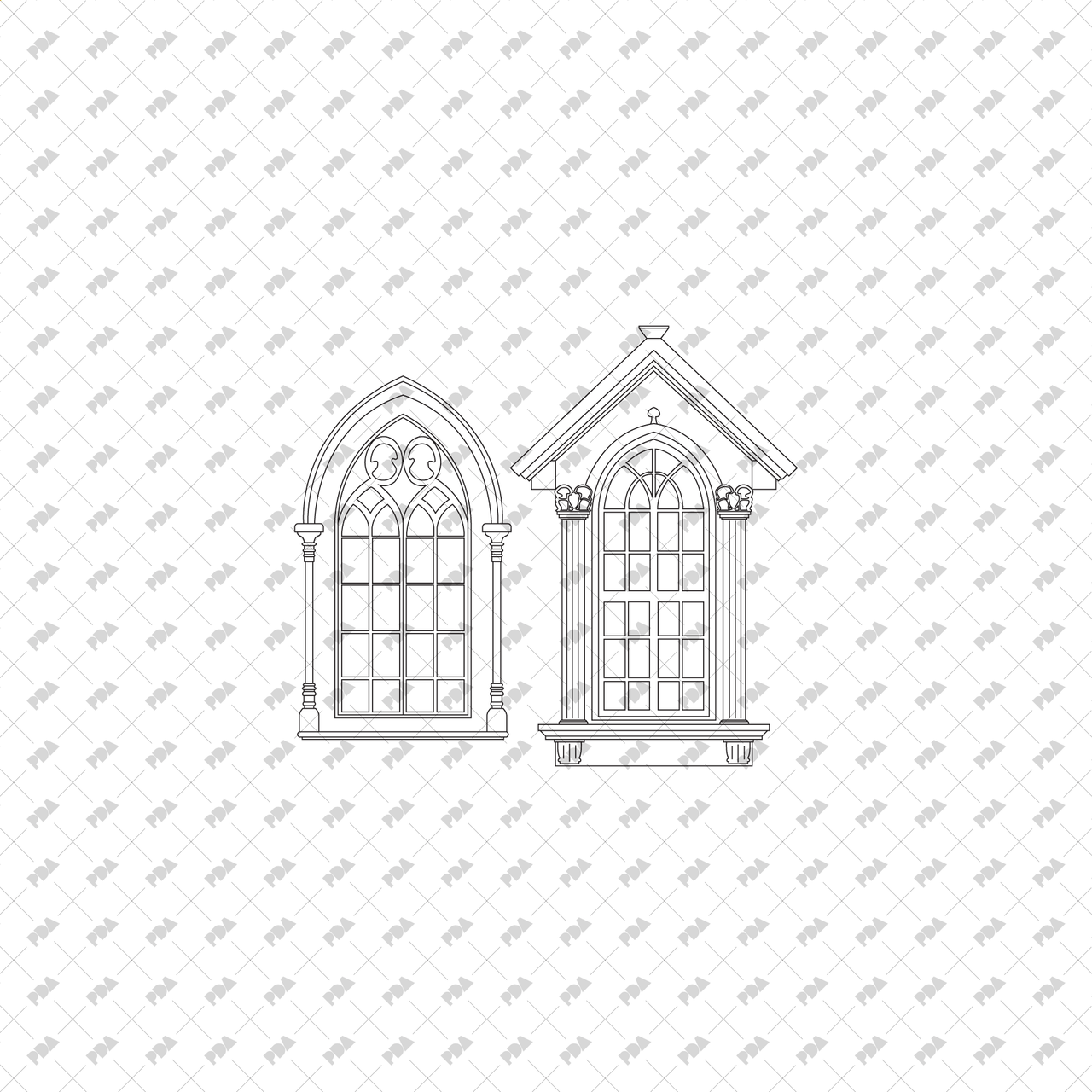 CAD Vector Windows Set for Architectural Drawings