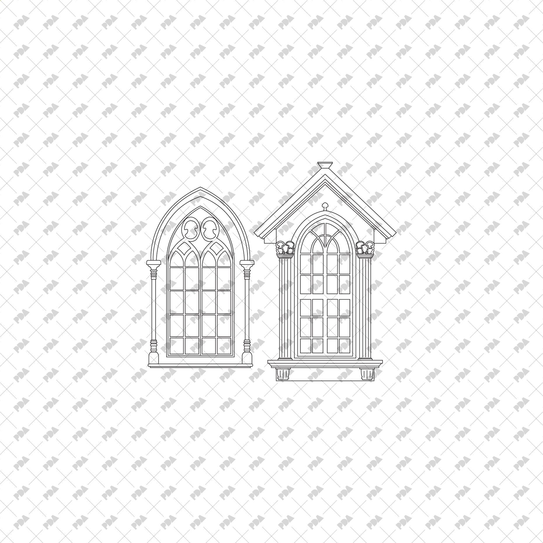 CAD Vector Windows Set for Architectural Drawings