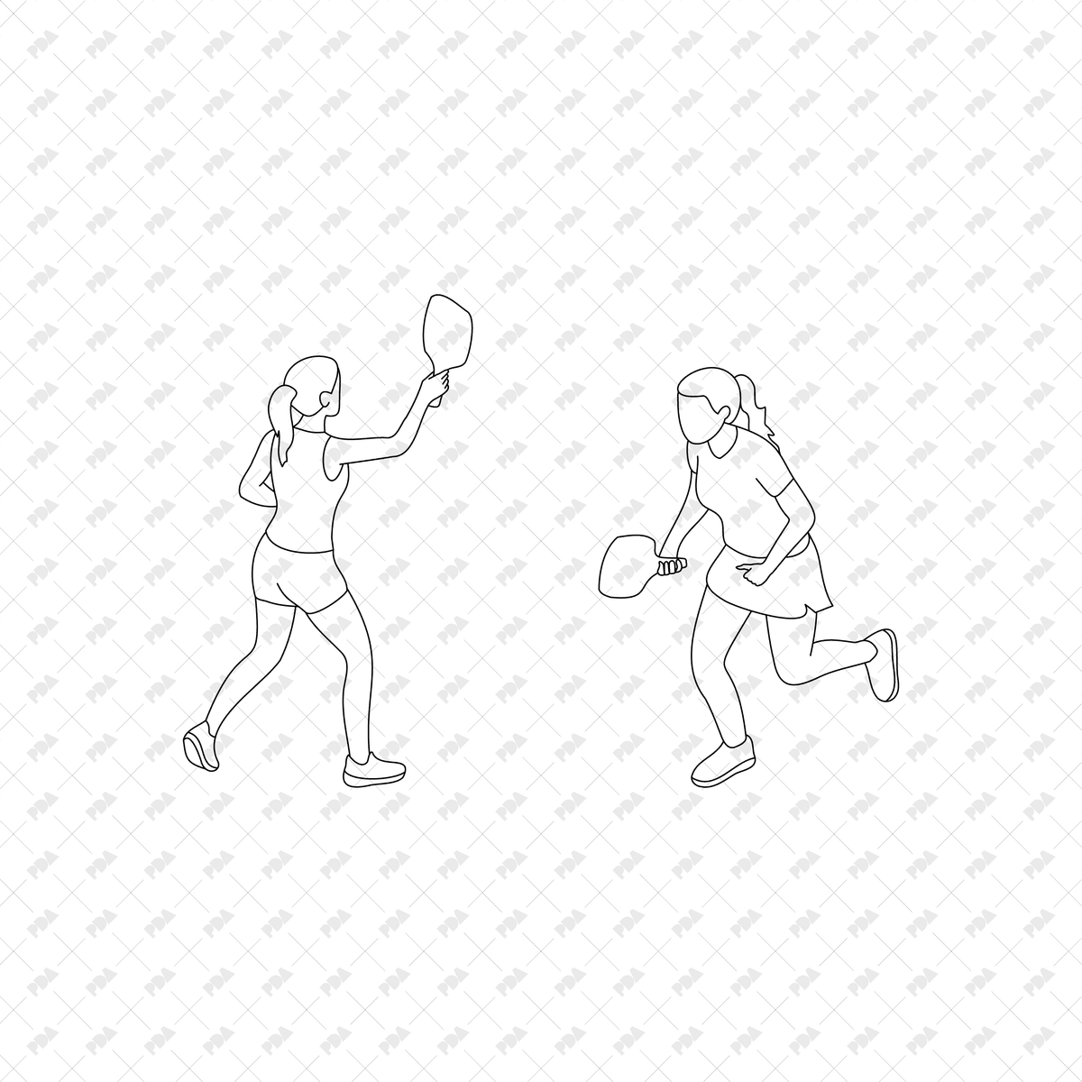 CAD, Vector, PNG Isometric Racket Sports, Tennis Badminton Pickleball