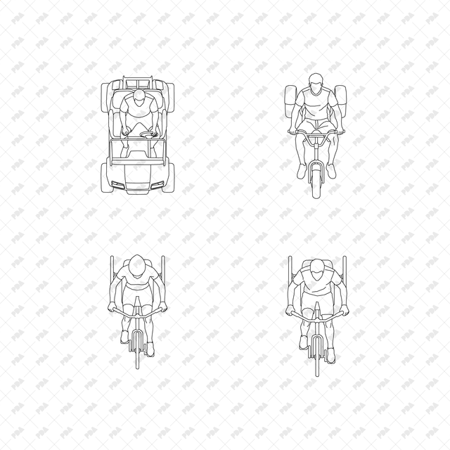 CAD, Vector, PNG Vehicles and Riders in Top View