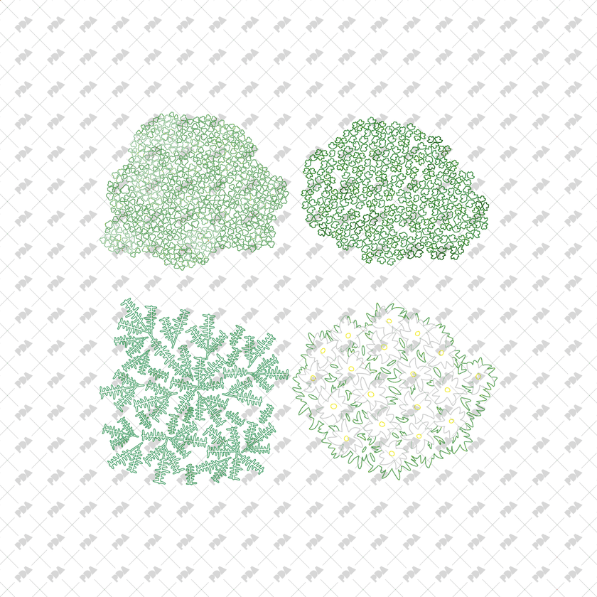 Vector Bush Top View CAD & Vector Bushes and Shrubs: Top-View Illustrations