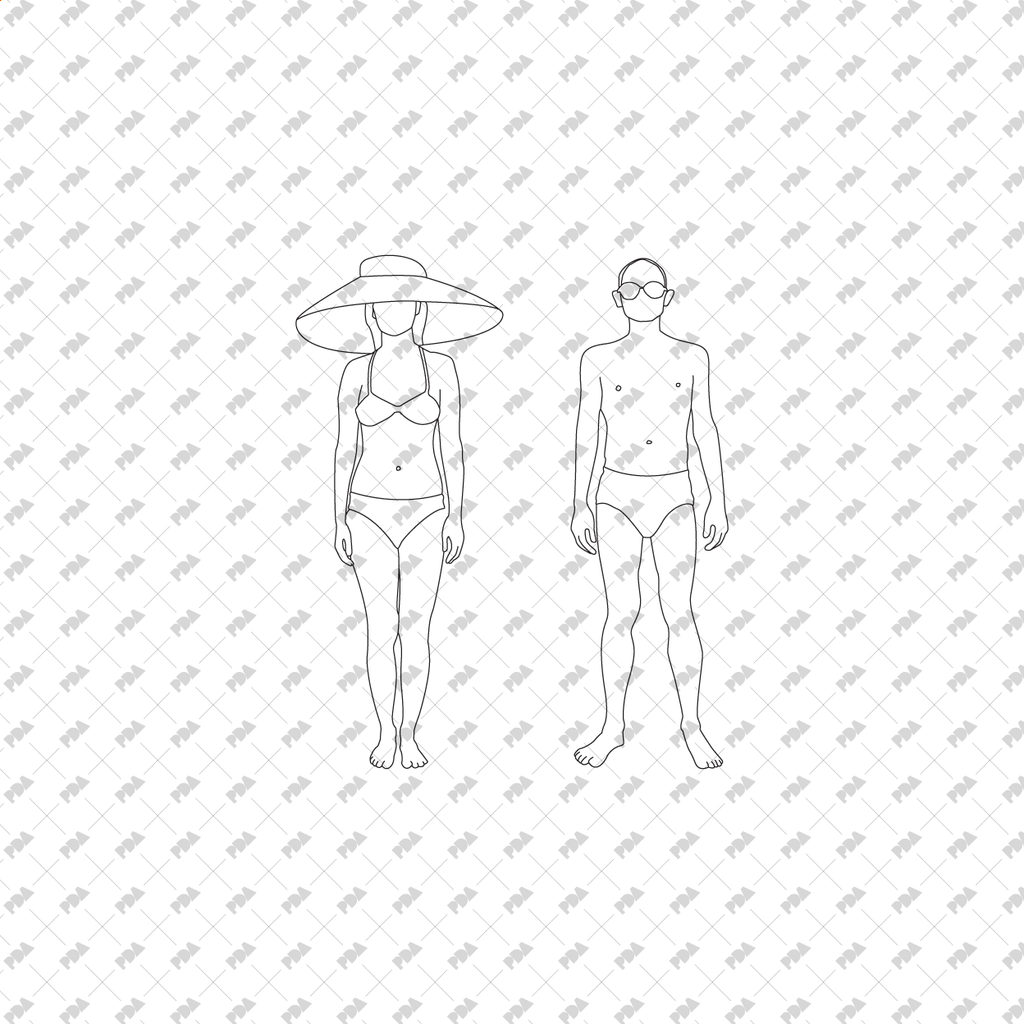 CAD, Vector Swimming and Bathing People Set
