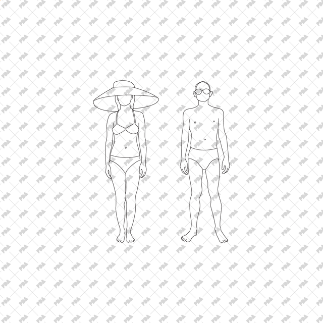 CAD, Vector Swimming and Bathing People Set