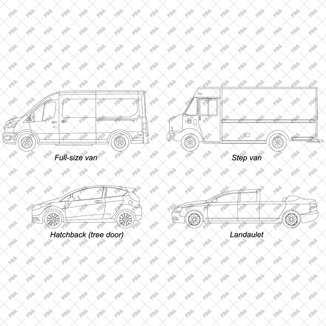 CAD, Vector Vehicles in Side View - Post Digital Architecture — Free and Affordable Resources for Architects