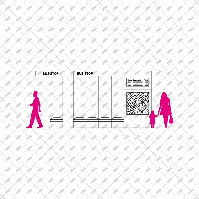 CAD, Vector Bus Stops in Front and Side Views - Post Digital Architecture — Free and Affordable Resources for Architects