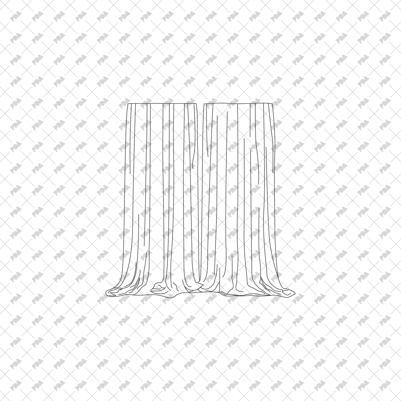 CAD & Vector Curtains: Front-View Line-Art Illustrations