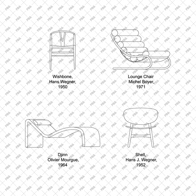 CAD Vector Modernist Mid-Century Chairs Set - Post Digital Architecture — Free and Affordable Resources for Architects