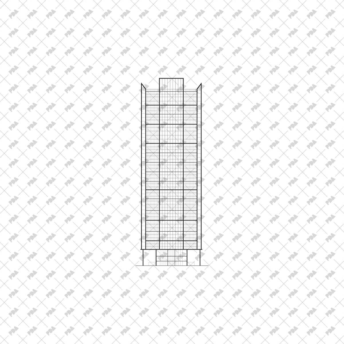 CAD & Vector Skyscrapers: Front & Side View Illustrations