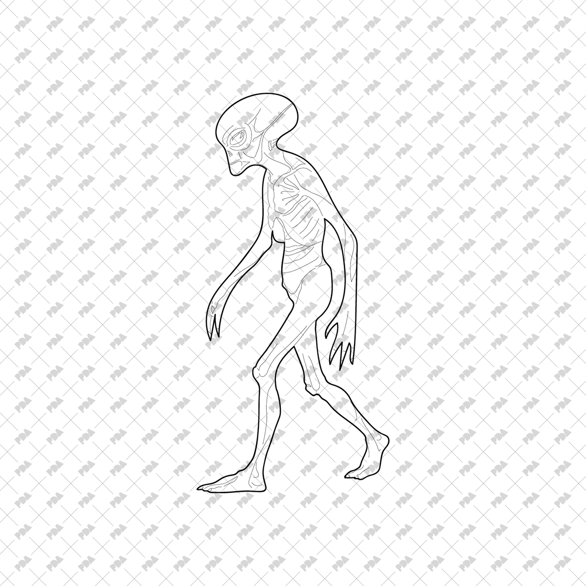 Line Alien Patterns CAD & Vector Aliens: Line-Art Illustrations