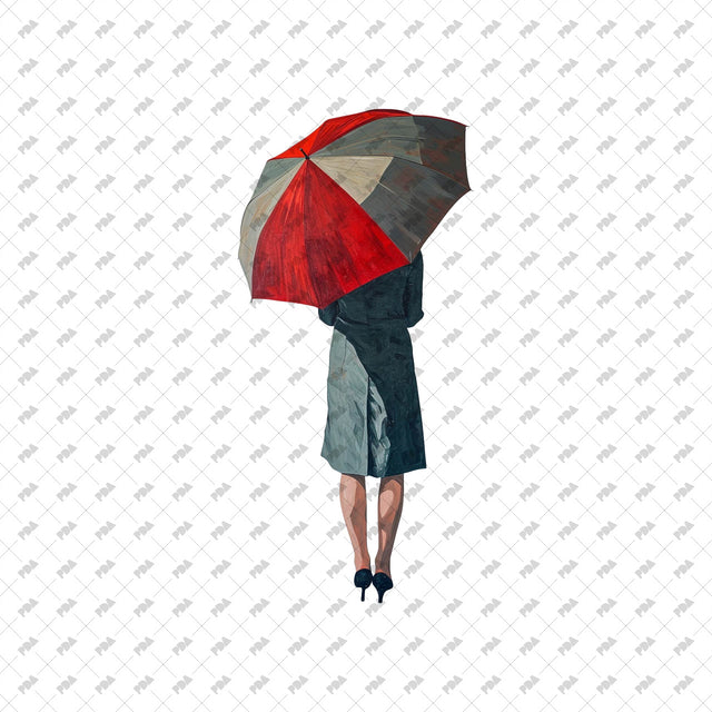 PNG Cutout Post Digital Collage People With Umbrellas Set