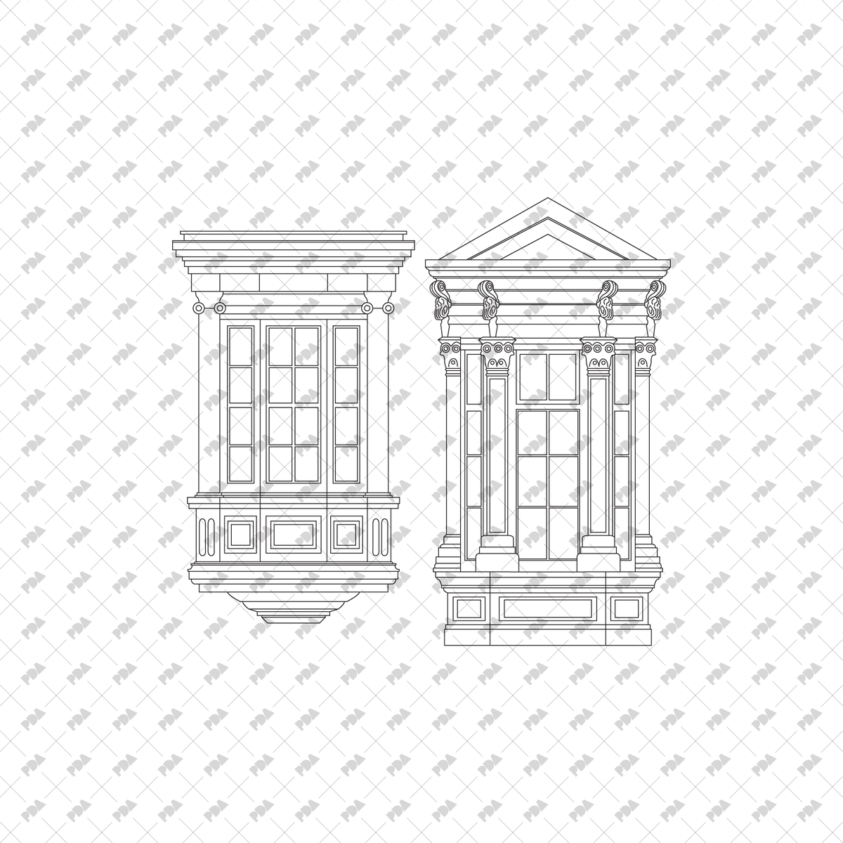 CAD Vector Windows Set for Architectural Drawings