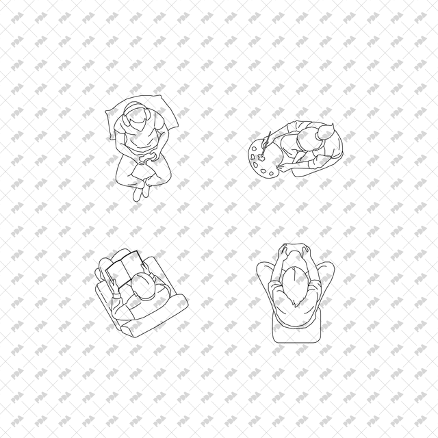 CAD, Vector, PNG People at Home in Top View