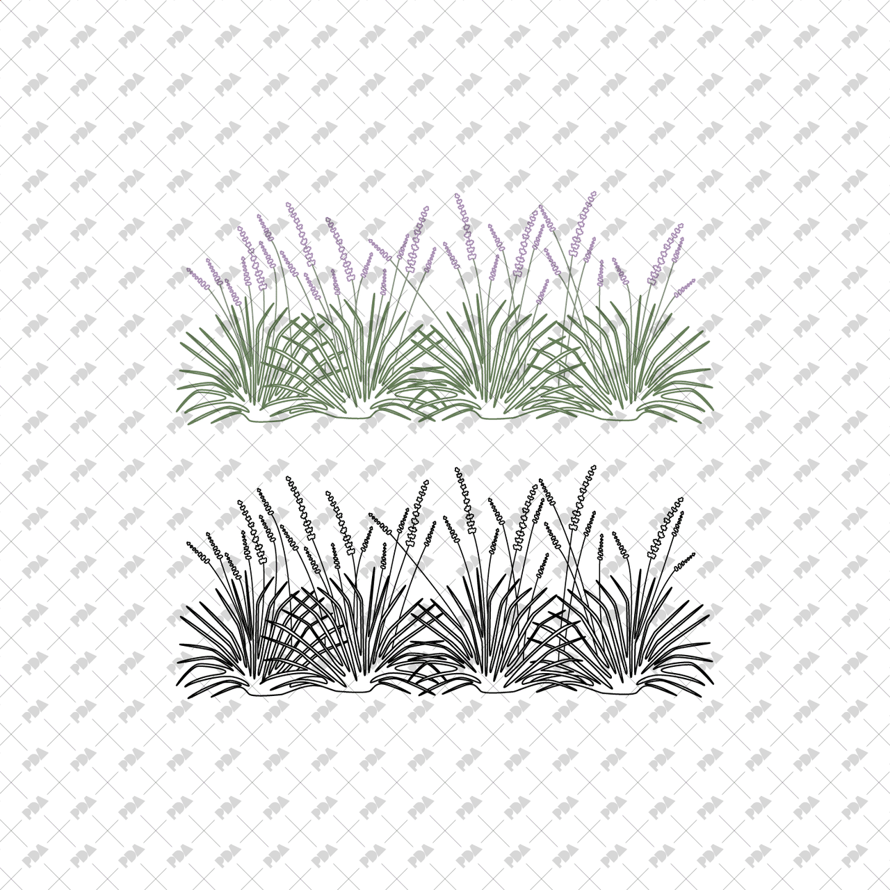 CAD, Vector Grass Beds in Color and B/W