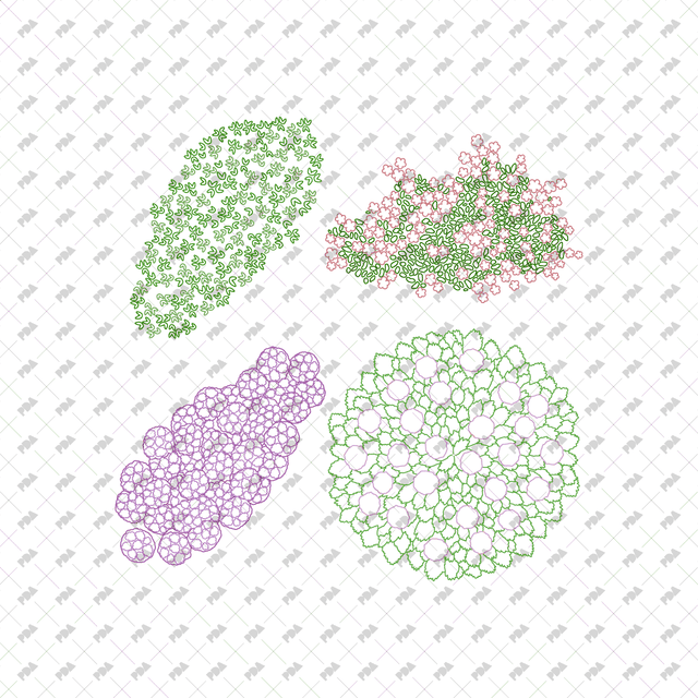 CAD, Vector, PNG Shrubs and Bushes in Color and B/W (Top View) - Post Digital Architecture — Free and Affordable Resources for Architects