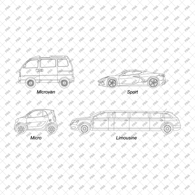 CAD, Vector Vehicles in Side View - Post Digital Architecture — Free and Affordable Resources for Architects