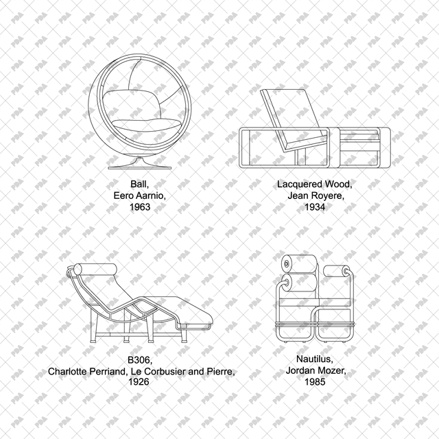 CAD Vector Modernist Mid-Century Chairs Set - Post Digital Architecture — Free and Affordable Resources for Architects