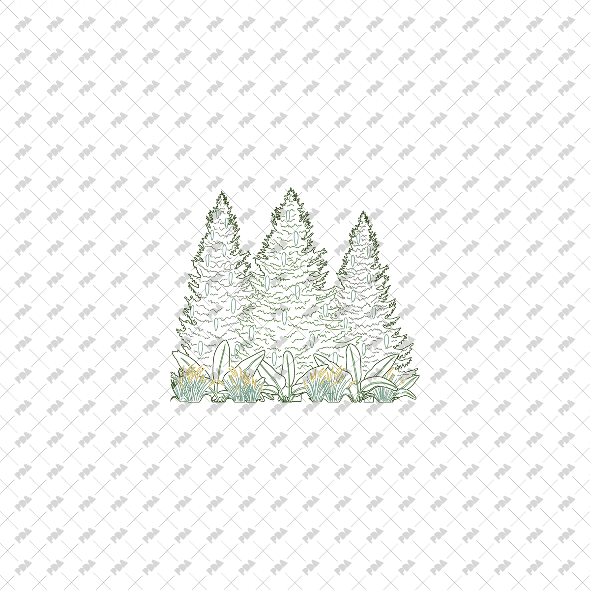 Grooves Vector Icon CAD, Vector Groves of Trees in Color and B/W