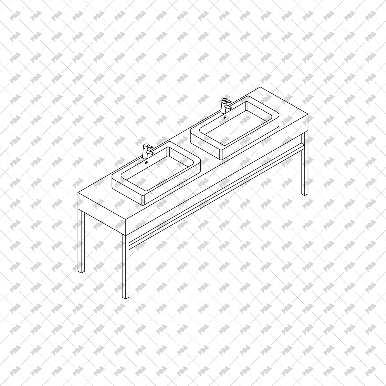 CAD, Vector Isometric Restroom Furniture | Post Digital Architecture