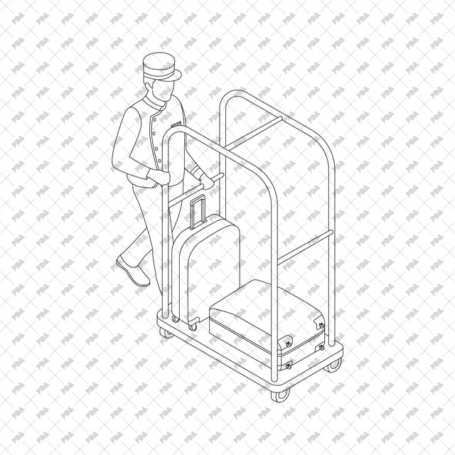 CAD, Vector Isometric Hotel Staff Set