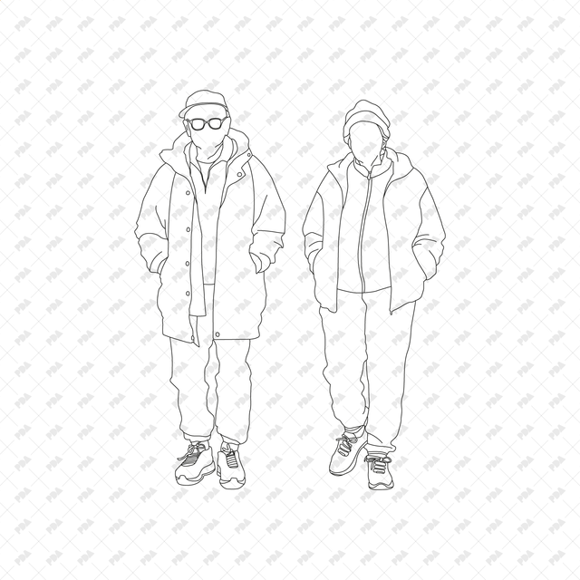 CAD, Vector People Dressed for Winter Set