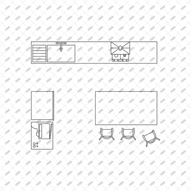 CAD, Vector Kitchens in Top View - Post Digital Architecture — Free and Affordable Resources for Architects