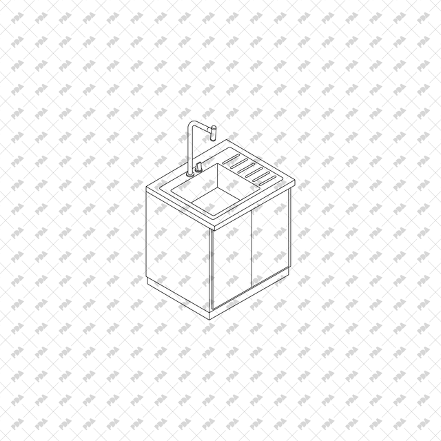 CAD, Vector Isometric Kitchen Furniture Set