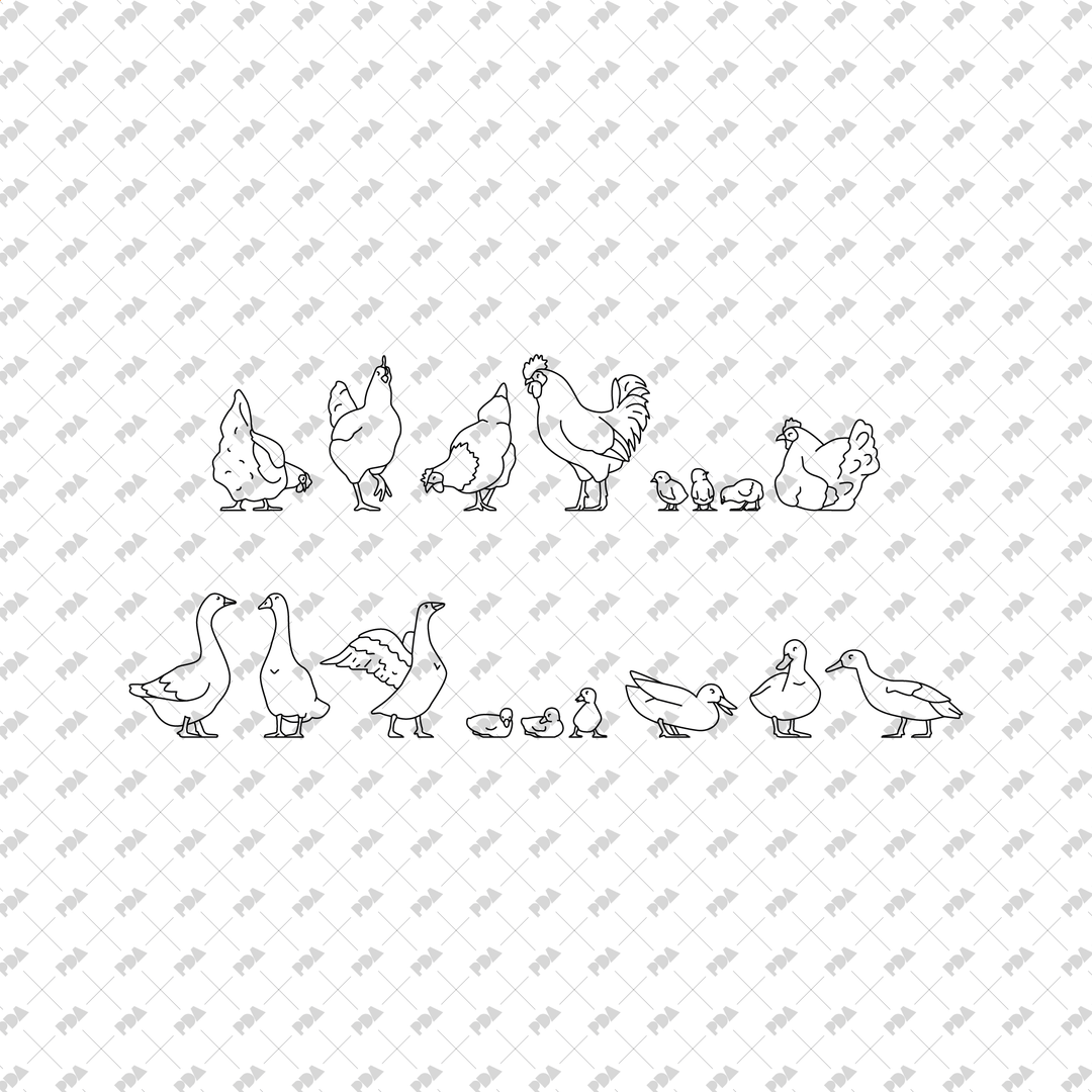 CAD Vector Farm Animals Set for Architectural Drawings