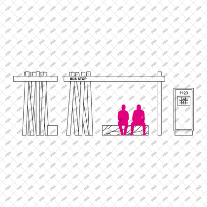 CAD, Vector Bus Stops in Front and Side Views