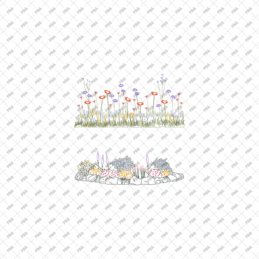 CAD, Vector Flower Beds in Color and B/W