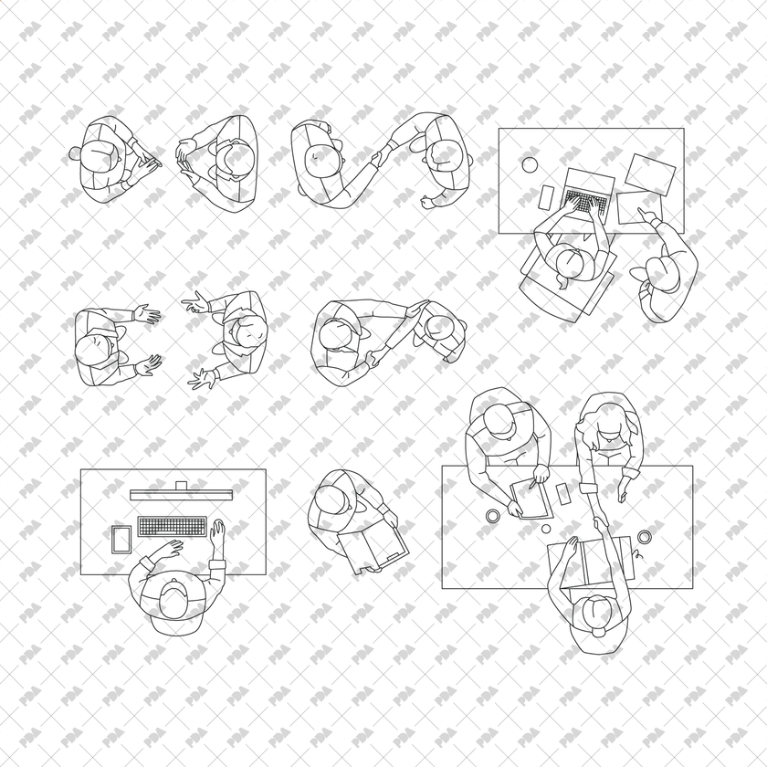 CAD, Vector People in Top View